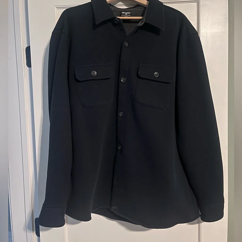 True Classic Fleece Shacket, Navy Blue, size 2XL